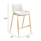 Zuo Desi Counter Stool (Set of 2) White & Gold