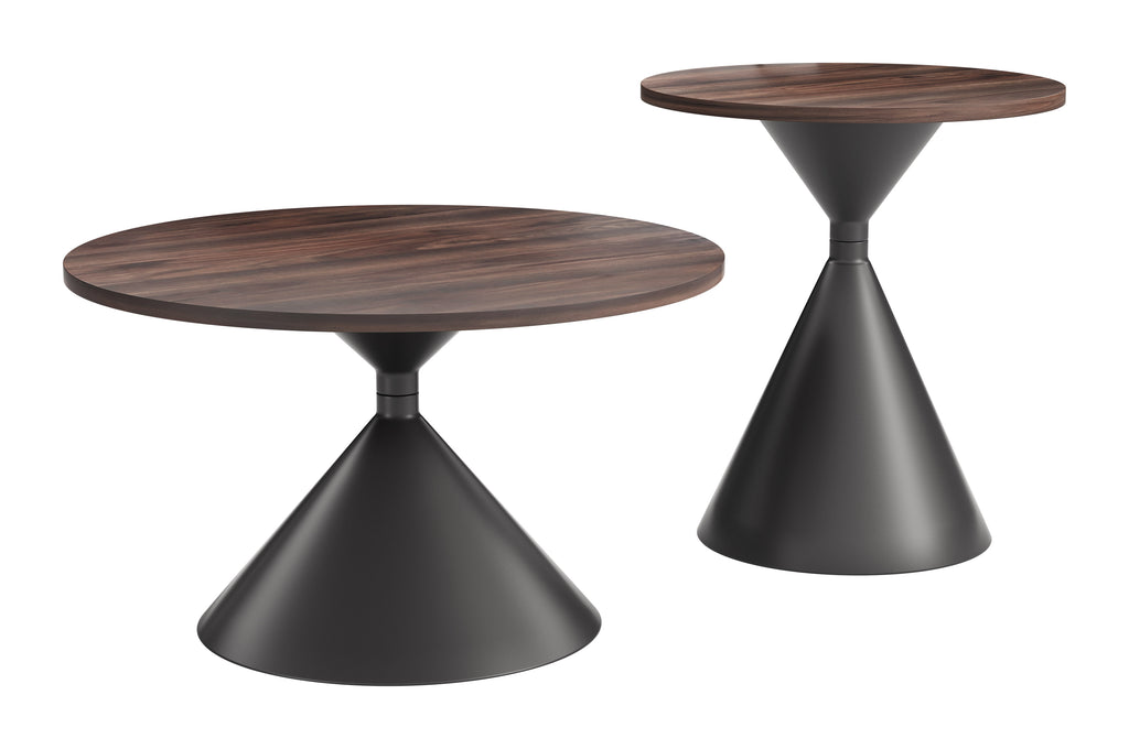 Zuo Rosk Coffee Table Set (2-Piece) Walnut & Black