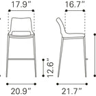 Zuo Ace Barstool (Set of 2) Black & Silver