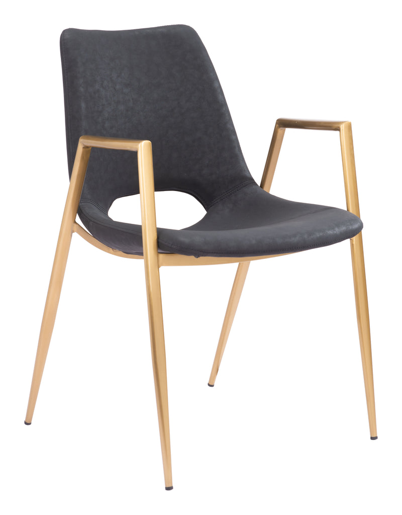 Zuo Desi Dining Chair (Set of 2) Black & Gold