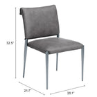 Zuo Freesia Dining Chair (Set of 2) Charcoal Gray