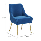 Zuo Maxine Dining Chair Navy Blue & Gold