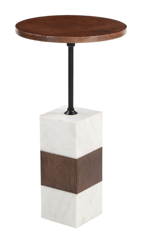 Zuo Stuk Side Table Brown & White
