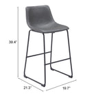 Zuo Smart Barstool (Set of 2) Charcoal