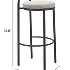 Zuo Sisal Barstool (Set of 2) Beige Tweed