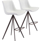 Zuo Aki Barstool (Set of 2) White & Walnut