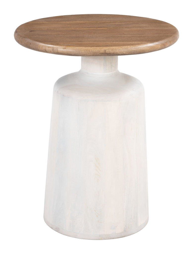 Zuo Goblet Side Table Brown & White