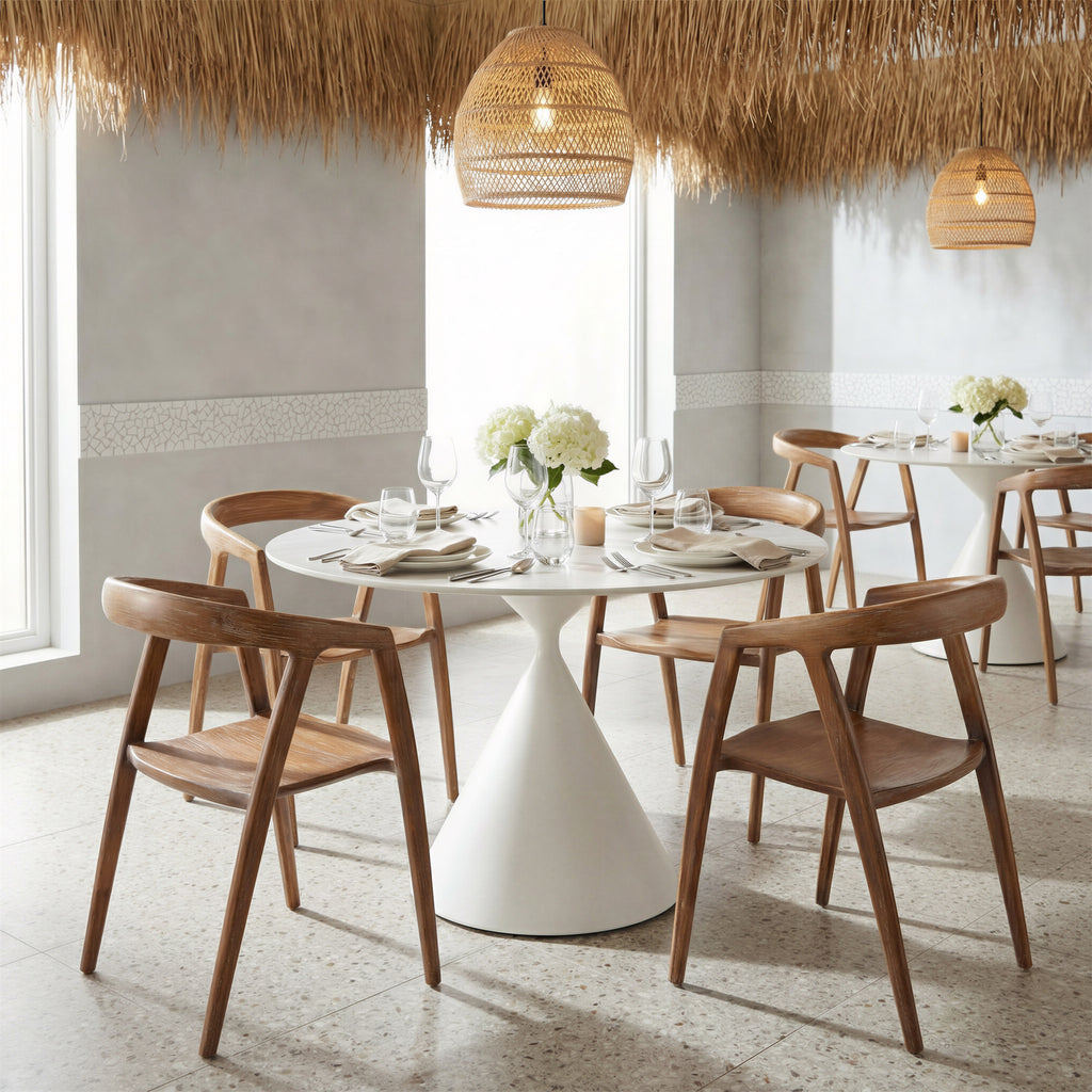 Zuo Plinn Dining Table Light Beige & White