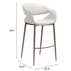 Zuo Limay Barstool Beige & Walnut
