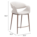 Zuo Limay Counter Stool Beige & Walnut