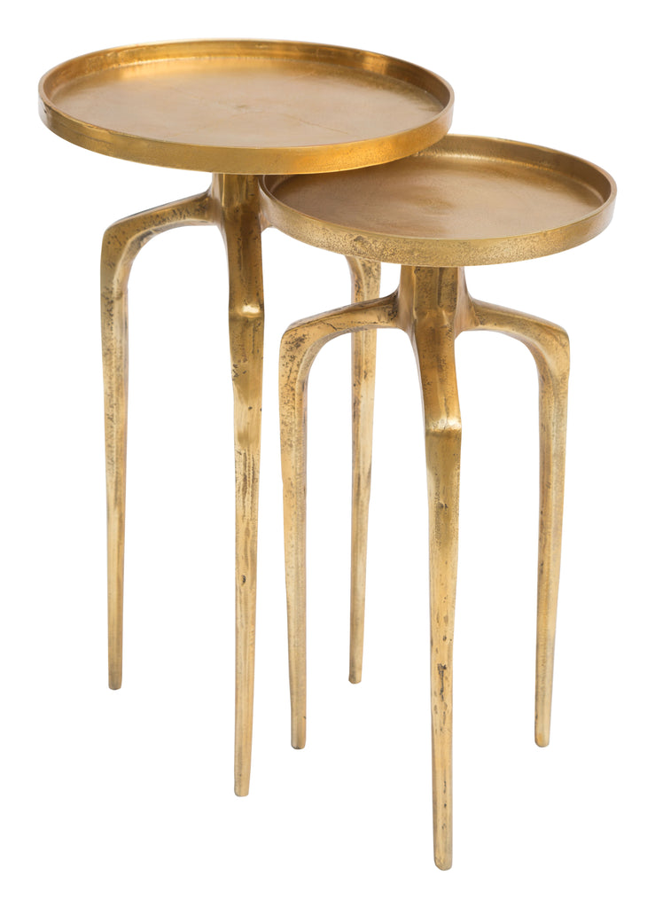 Zuo Como Accent Table Set (2-Piece) Antique Gold