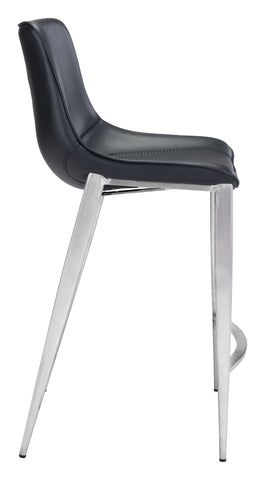 Zuo Magnus Counter Stool (Set of 2) Black & Silver