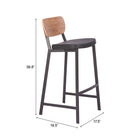 Zuo Ardenne Barstool (Set of 2) Black & Brown