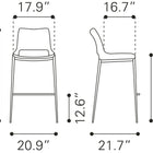 Zuo Ace Barstool (Set of 2) Dark Gray & Walnut