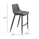 Zuo Magnus Barstool (Set of 2) Dark Gray & Black