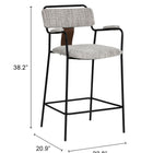 Zuo Couva Counter Stool (Set of 2) Gray Tweed