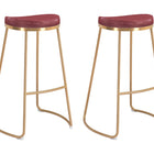 Zuo Bree Barstool (Set of 2) Burgundy & Gold