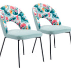 Zuo Bethpage Dining Chair (Set of 2) Multicolor Print & Green