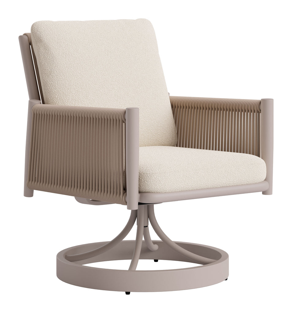 Zuo Rivan Swivel Dining Chair Beige