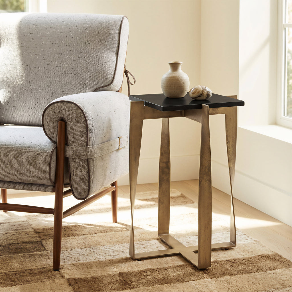 Zuo Noara Accent Table Black & Brass