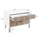 Manhattan Comfort2-Piece DUMBO Modern Standard 3-Drawer Dresser and DUMBO Modern 1.0 Nightstand in White and Grey