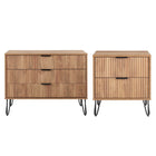 Manhattan Comfort2-Piece DUMBO Modern Standard 3-Drawer Dresser and DUMBO Modern 2.0 Nightstand in Golden Brown