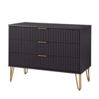 Manhattan Comfort2-Piece DUMBO Modern Standard 3-Drawer Dresser and DUMBO Modern 2.0 Nightstand in Black