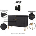 Manhattan Comfort2-Piece DUMBO Modern Standard 3-Drawer Dresser and DUMBO Modern 2.0 Nightstand in Black