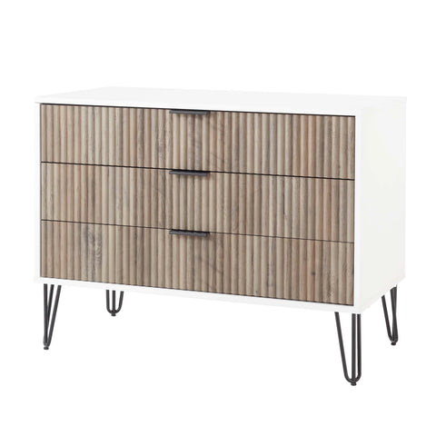 Manhattan Comfort2-Piece DUMBO Modern Standard 3-Drawer Dresser and DUMBO Modern 2.0 Nightstand in White and Grey