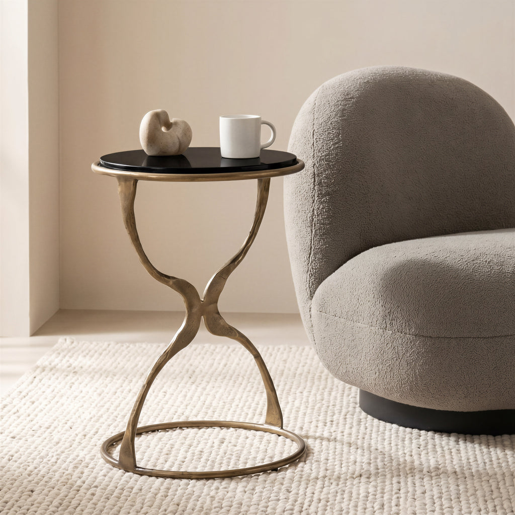 Zuo Tempus Accent Table Black & Brass
