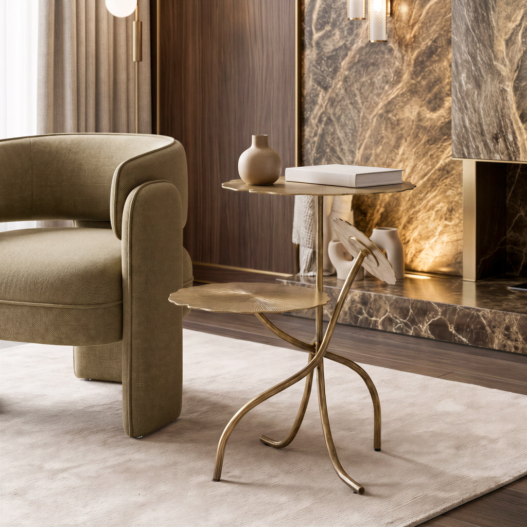 Zuo Mavro Accent Table Brass