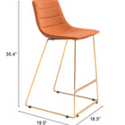 Zuo Adele Barstool (Set of 2) Orange & Gold
