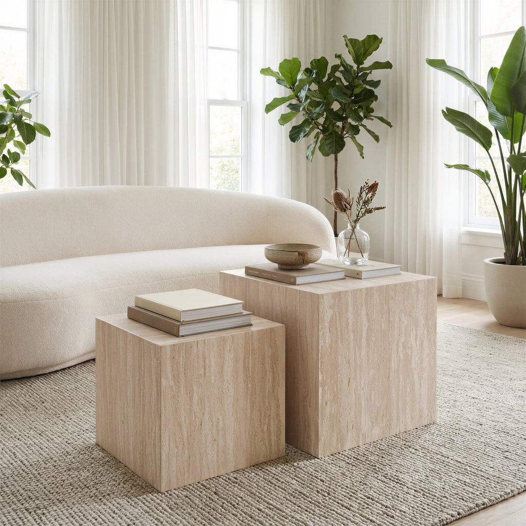 Zuo Cambro Coffee Table Set (2-Piece) Stone Beige