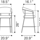 Zuo Josephine Counter Stool (Set of 2) Brown