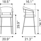 Zuo Josephine Barstool (Set of 2) Brown