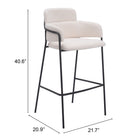 Zuo Marcel Barstool (Set of 2) Cream