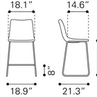 Zuo Smart Counter Stool (Set of 2) Black