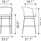 Zuo Freycinet Barstool (Set of 2) Natural