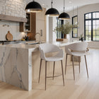 Zuo Limay Counter Stool Beige & Walnut