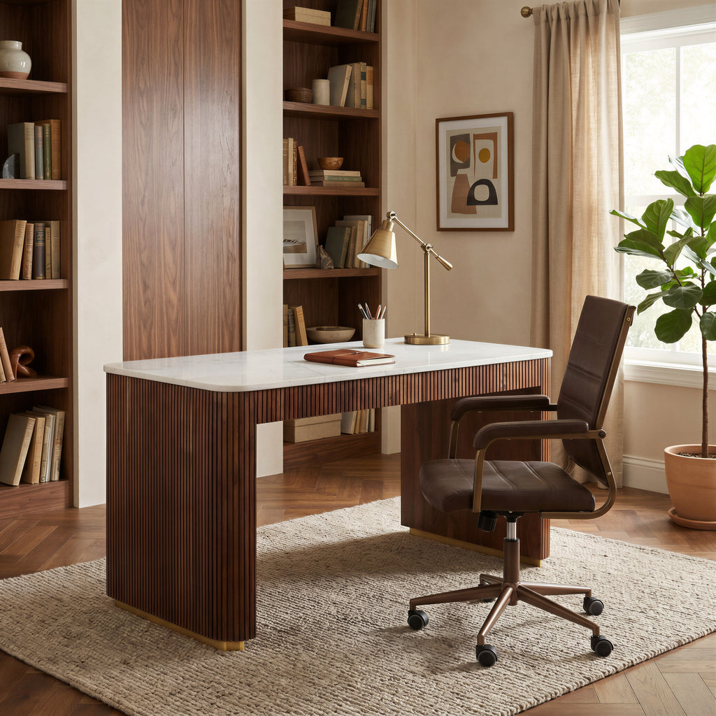 Zuo Obeah Desk White & Walnut