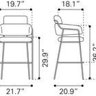 Zuo Marcel Barstool (Set of 2) Brown