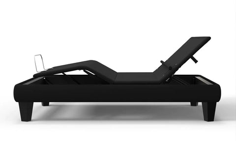 Ergomotion RIO 6.0 Adjustable Bed with elevated headboard on a white background.