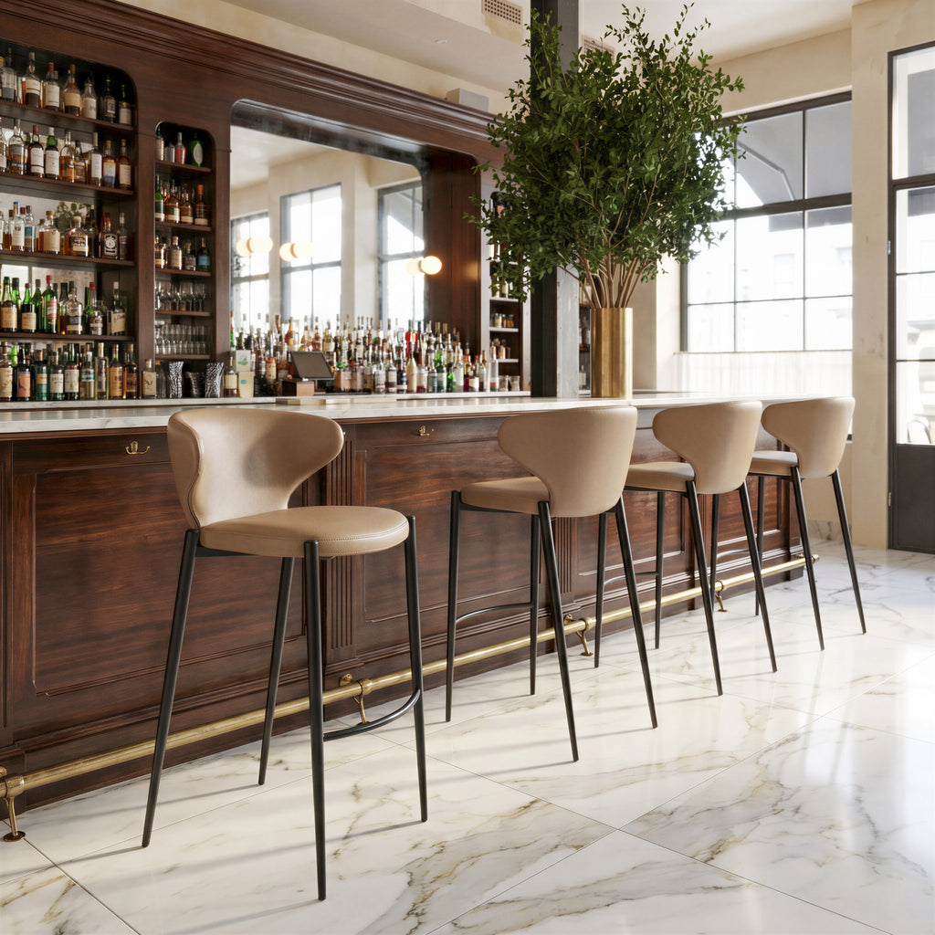 Zuo Lino Barstool (Set of 2) Taupe