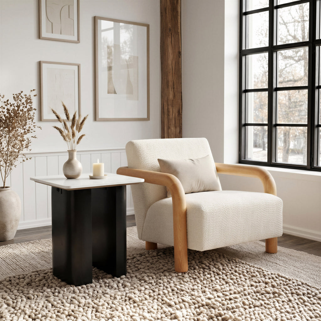 Zuo Fiora Side Table White & Black