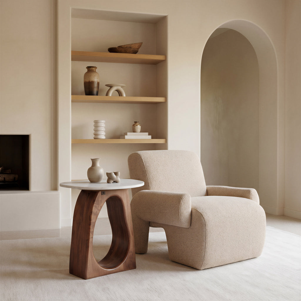 Zuo Vara Side Table White & Walnut