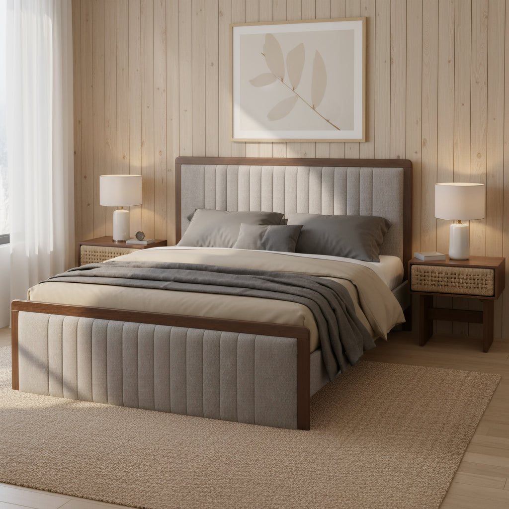 Zuo Somune King Bed Gray & Walnut