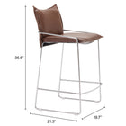 Zuo Pola Counter Stool Brown