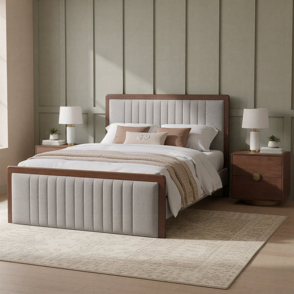 Zuo Somune Queen Bed Gray & Walnut
