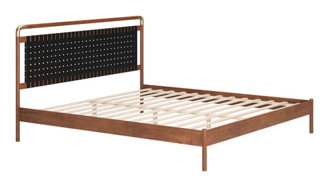 Zuo Netz King Bed Black & Walnut