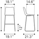 Zuo Smart Barstool (Set of 2) Black
